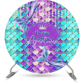 Aperturee - Pearl Curtain Purple Cyan Mermaid Circle Backdrop